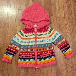 Colorful Knit Hooded Kids Sweater